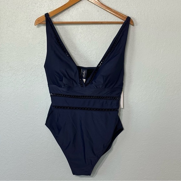 Swimsuits for All Women's Plus Size Lattice Plunge One Piece Swimsuit Size 18 - Picture 1 of 10